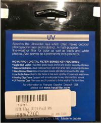 Brand New Hoya Pro 1 Digital UV Filter 62mm. Made in Japan